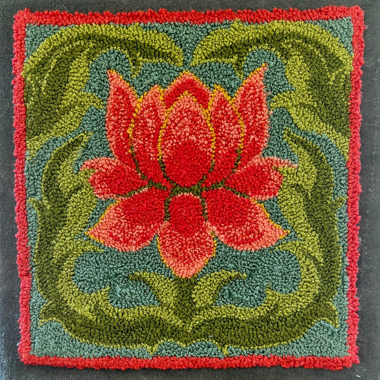 Blooming-Punch Needle Pattern With DMC Floss thread kit, available as a Paper or Cloth Pattern by Orphaned Wool.