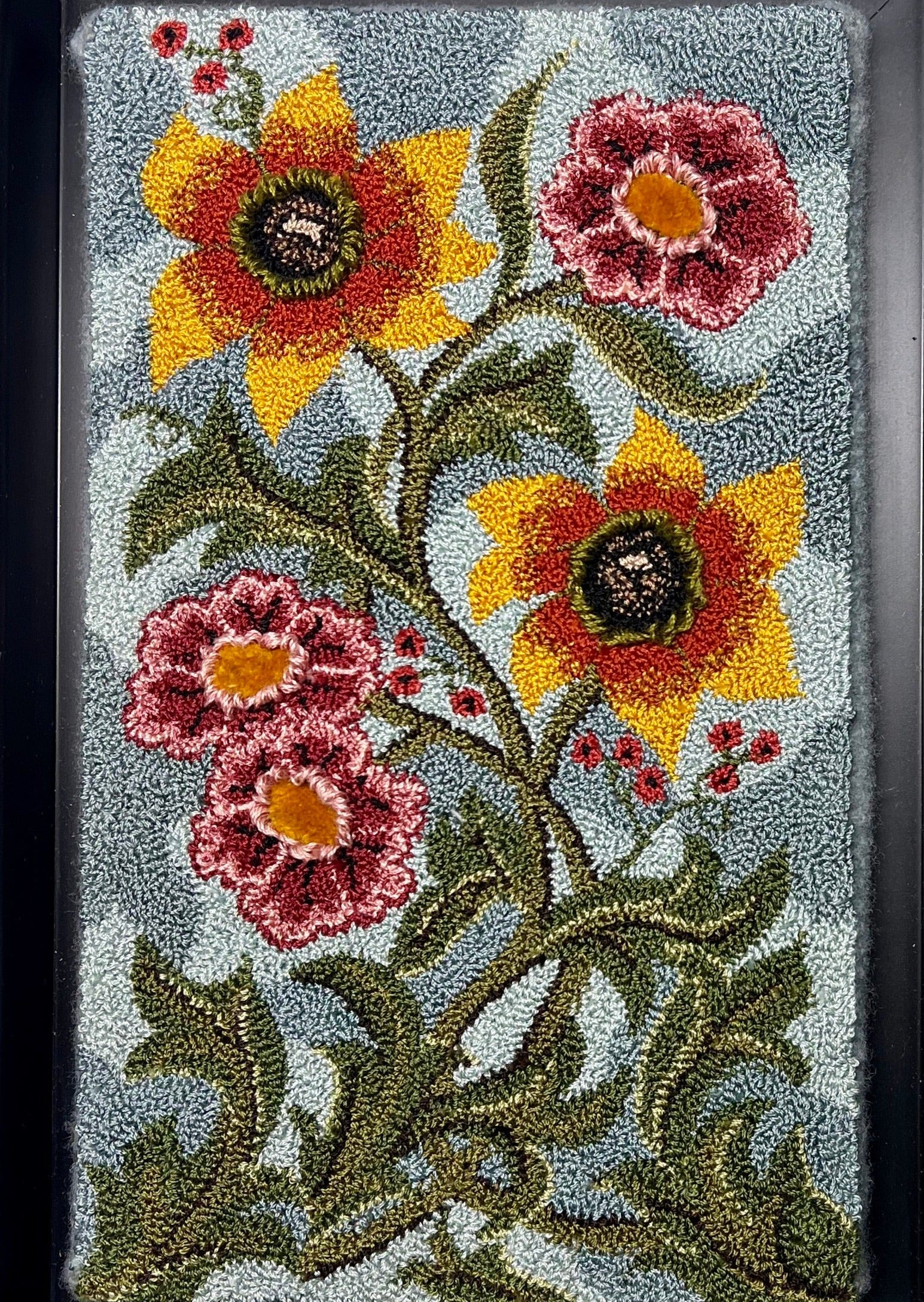  Introducing the "Autumn Sky" Paper Rug Hooking Pattern – an exquisite floral design that effortlessly transforms into a captivating pillow or an impressive large rug, adding timeless elegance to your home decor. This fabulous paper pattern allows you to create the perfect size design for your home. Autumn Sky Copyright 2024 Kelly Kanyok , Orphaned Wool