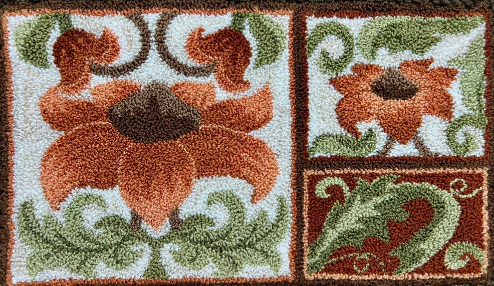Floral Pattern Design for Punch Needle or Rug Hooking by Orphaned Wool