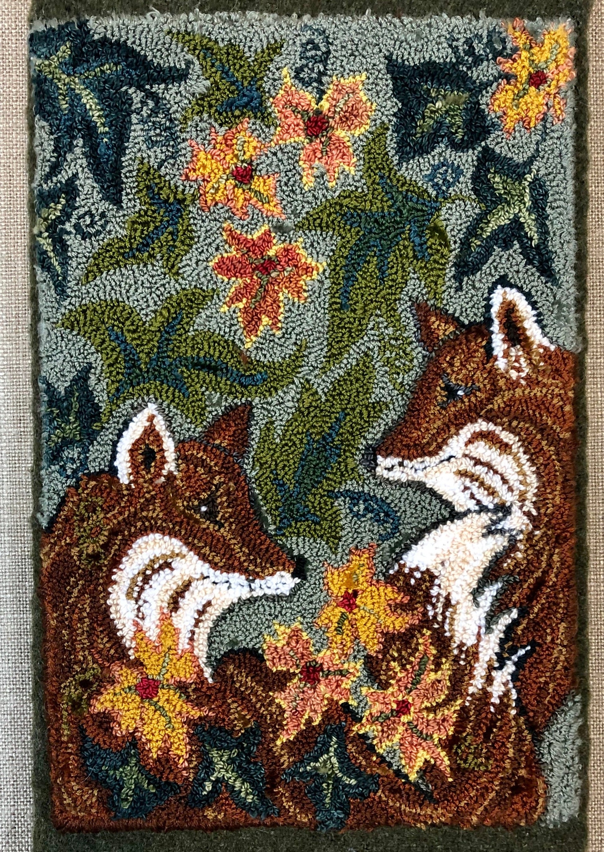  Together - Punch Needle Pattern by Orphaned Wool. This sweet pattern of two foxes looking at each other lovingly is perfect for anyone that enjoy the beauty of a fox. The pattern is available as a Paper Pattern or a Pattern on Weaver's Cloth fabric. This pattern includes all the color codes needed to recreate this exact design.