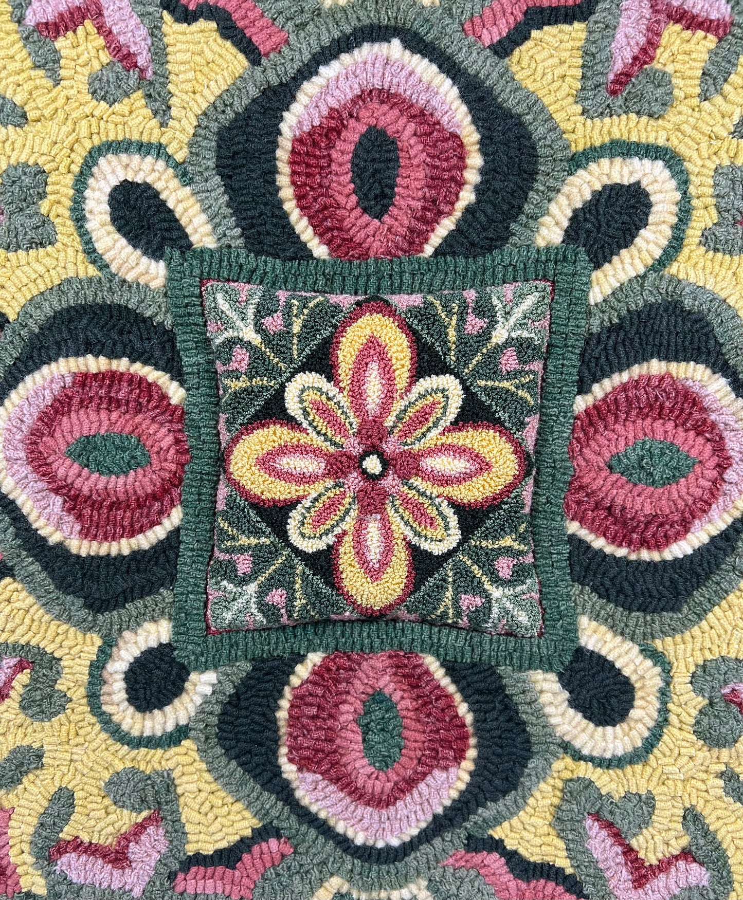 Sweet Pink Combination Art Kit features Punch Needle and Rug Hooking together in one design. This kit was created by Orphaned Wool copyright 2025 Kelly Kanyok -Artist and Founder of Orphaned Wool.