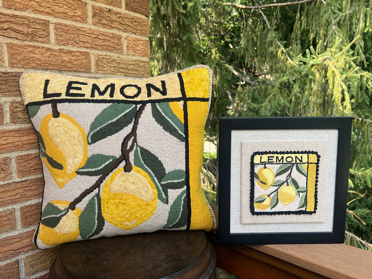 Lemon rug hooking pattern by Orphaned Wool copyright 2025 Kelly Kanyok- Also available as a punch needle pattern -sold separately