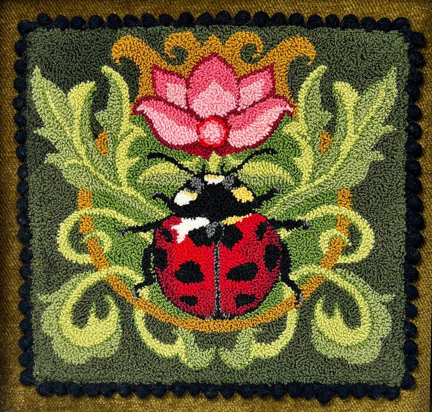 Ladybug Floral Punch Needle Pattern by Orphaned Wool