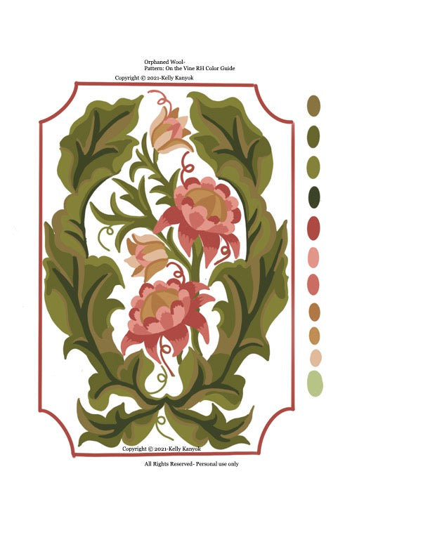 Decorative floral design with color swatches on a white background