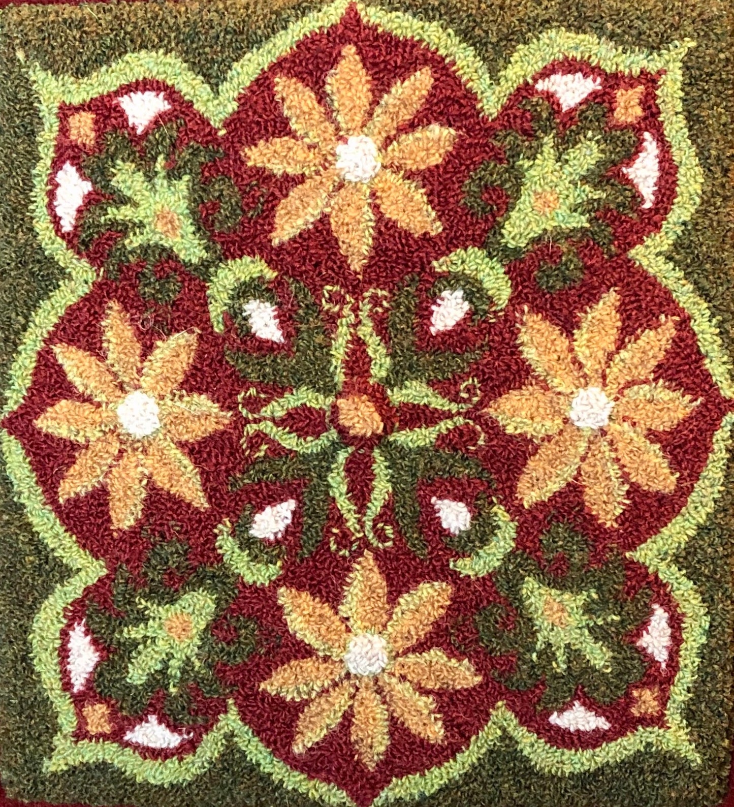 Serene- Rug Hooking or Rug Punch Needle Pattern by Orphaned Wool is hand-drawn on natural linen. This size pattern makes the perfect size pillow or table mat design.