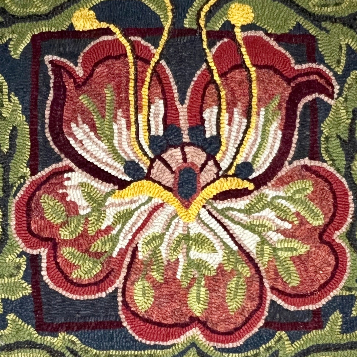 Arise-Rug Hooking Pattern on Linen, Floral Pattern, By Orphaned Wool