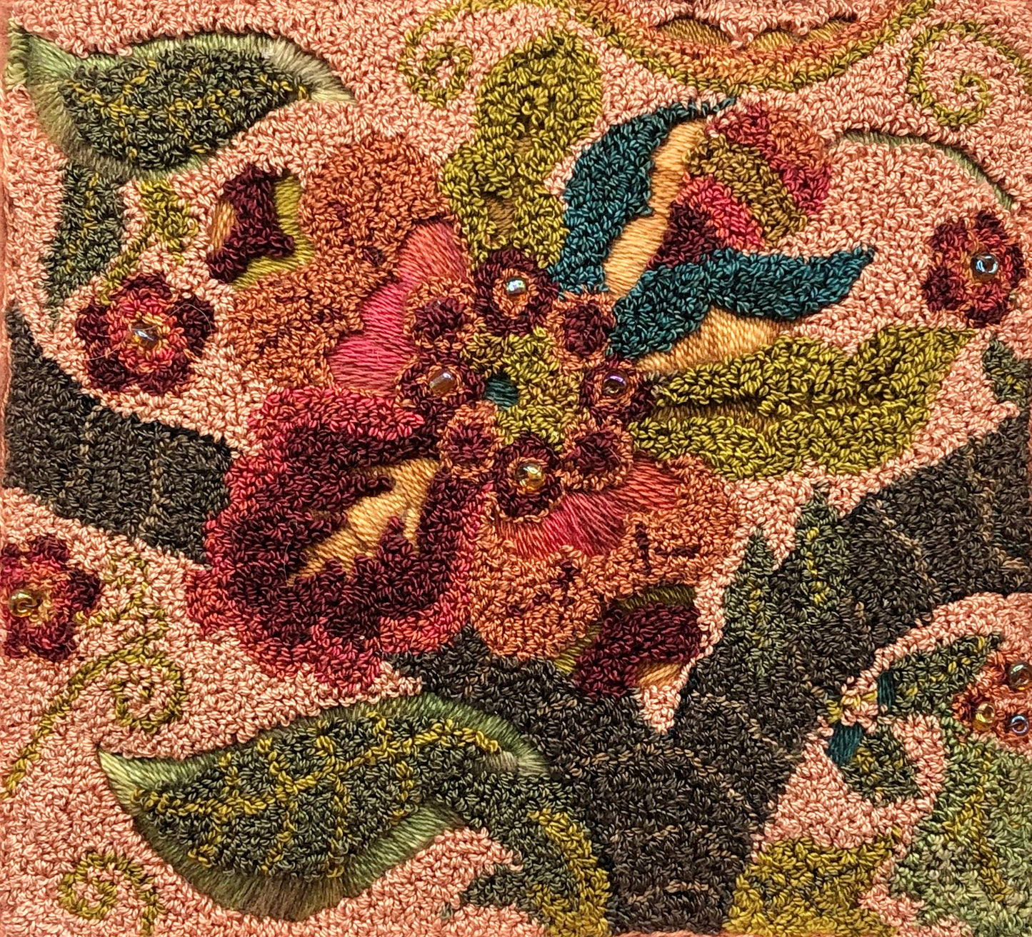 Flourish 1616- Rug Hooking Paper Pattern, Floral design, by Orphaned Wool