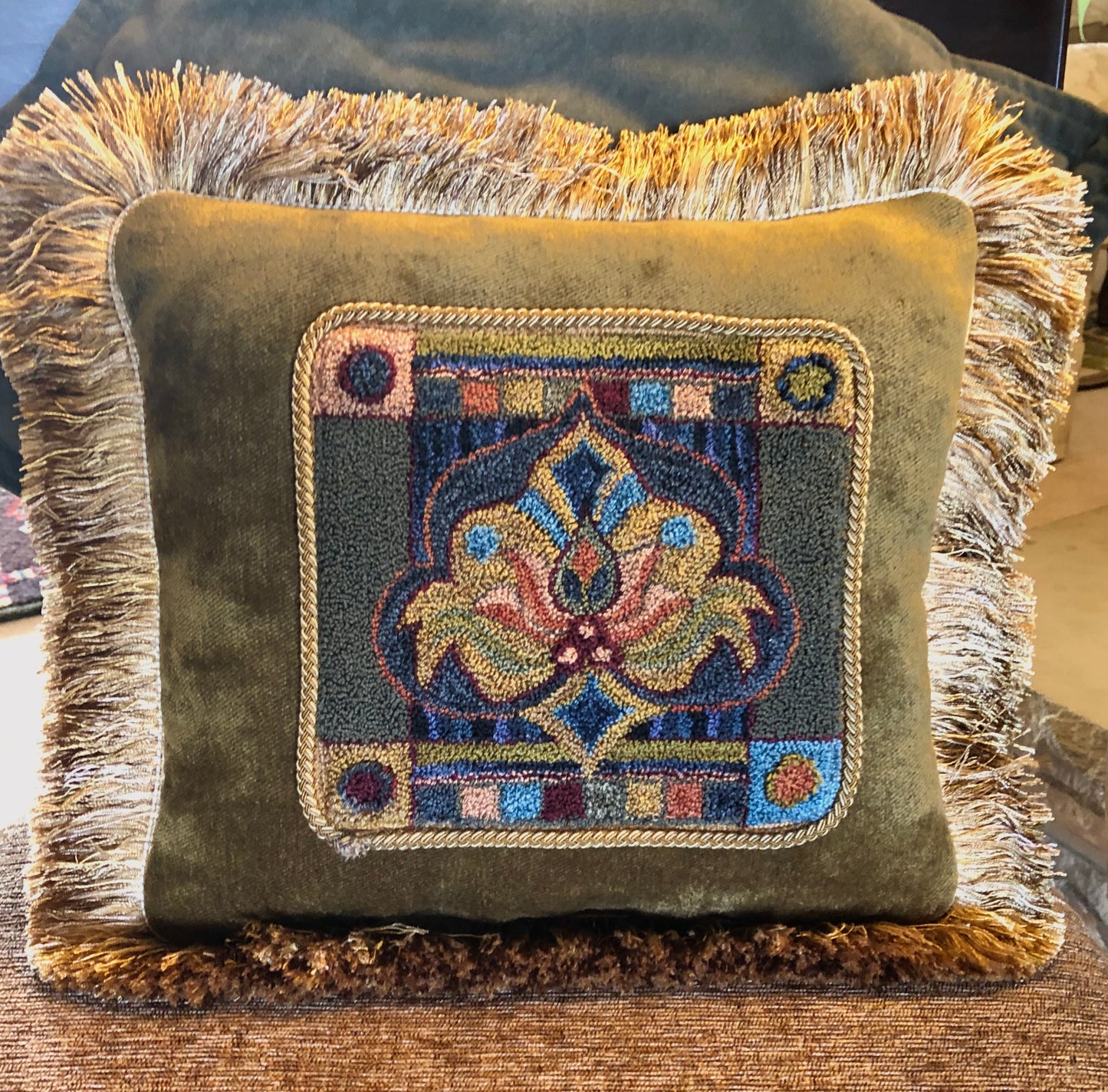 Reflect- PDF Digital Download Punch Needle Pattern by Orphaned Wool. This is one of the Reflection Collection 4 coordinating patterns.