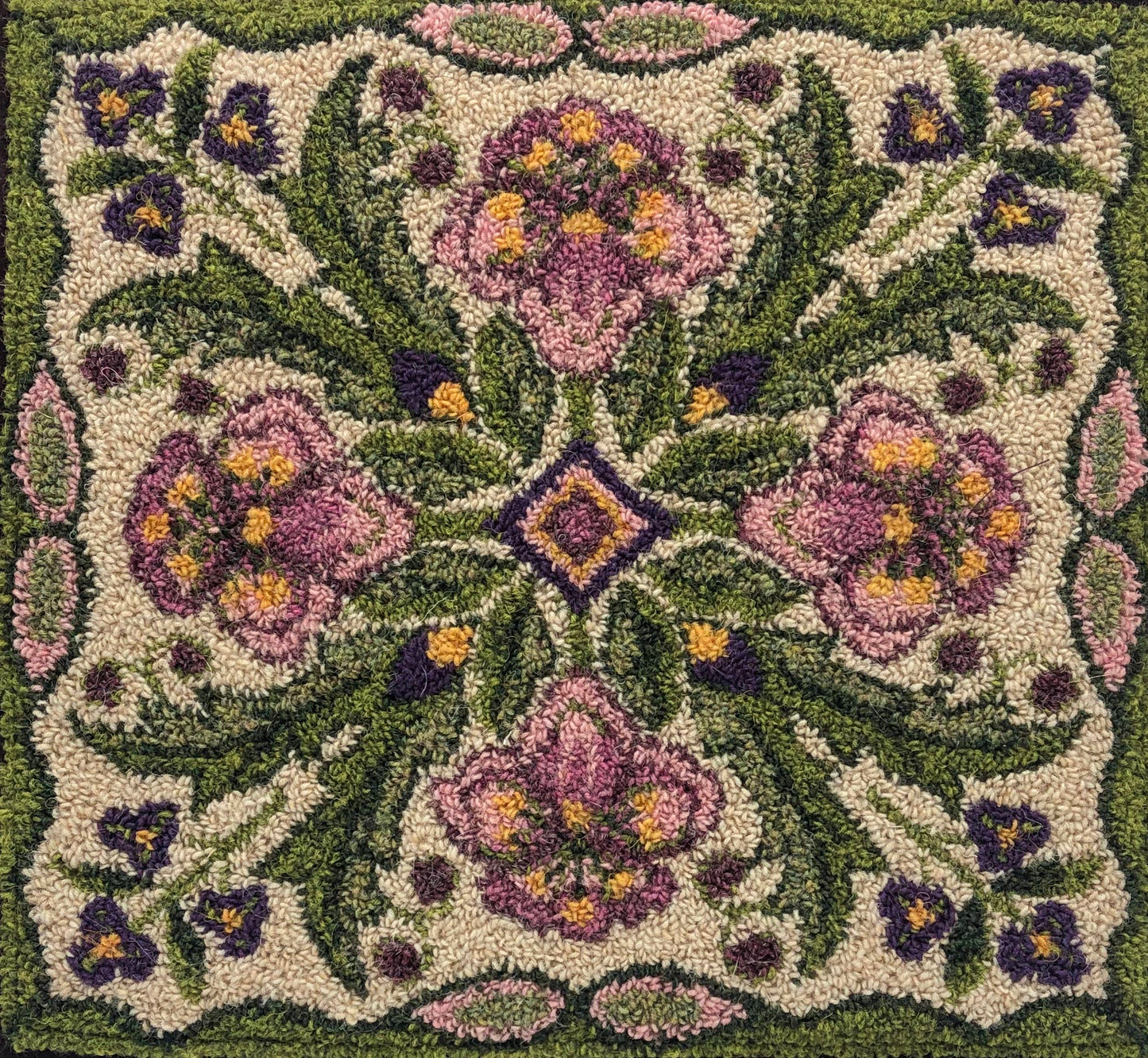 Lovely- Paper Rug Hooking Pattern is designed to be enlarged, by Orphaned Wool. This pattern is perfect of the Rug Hooking and Rug Punch Needle artist. This Floral Design makes a stunning Square floor rug, pillow or wall hanging.