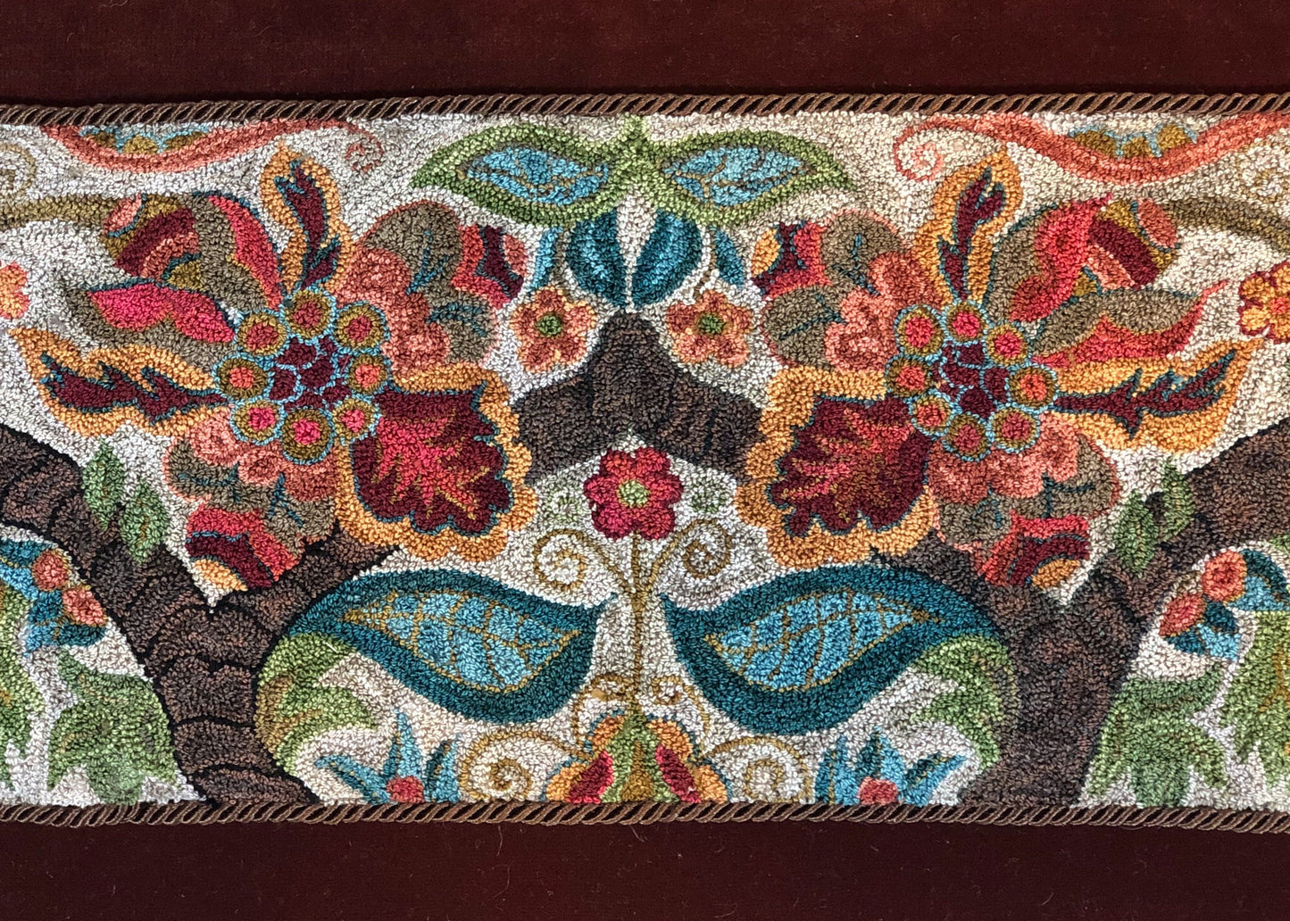 Flourish 1632- Punch Needle Pattern, Paper and Cloth Patterns available. Floral design, by Orphaned Wool