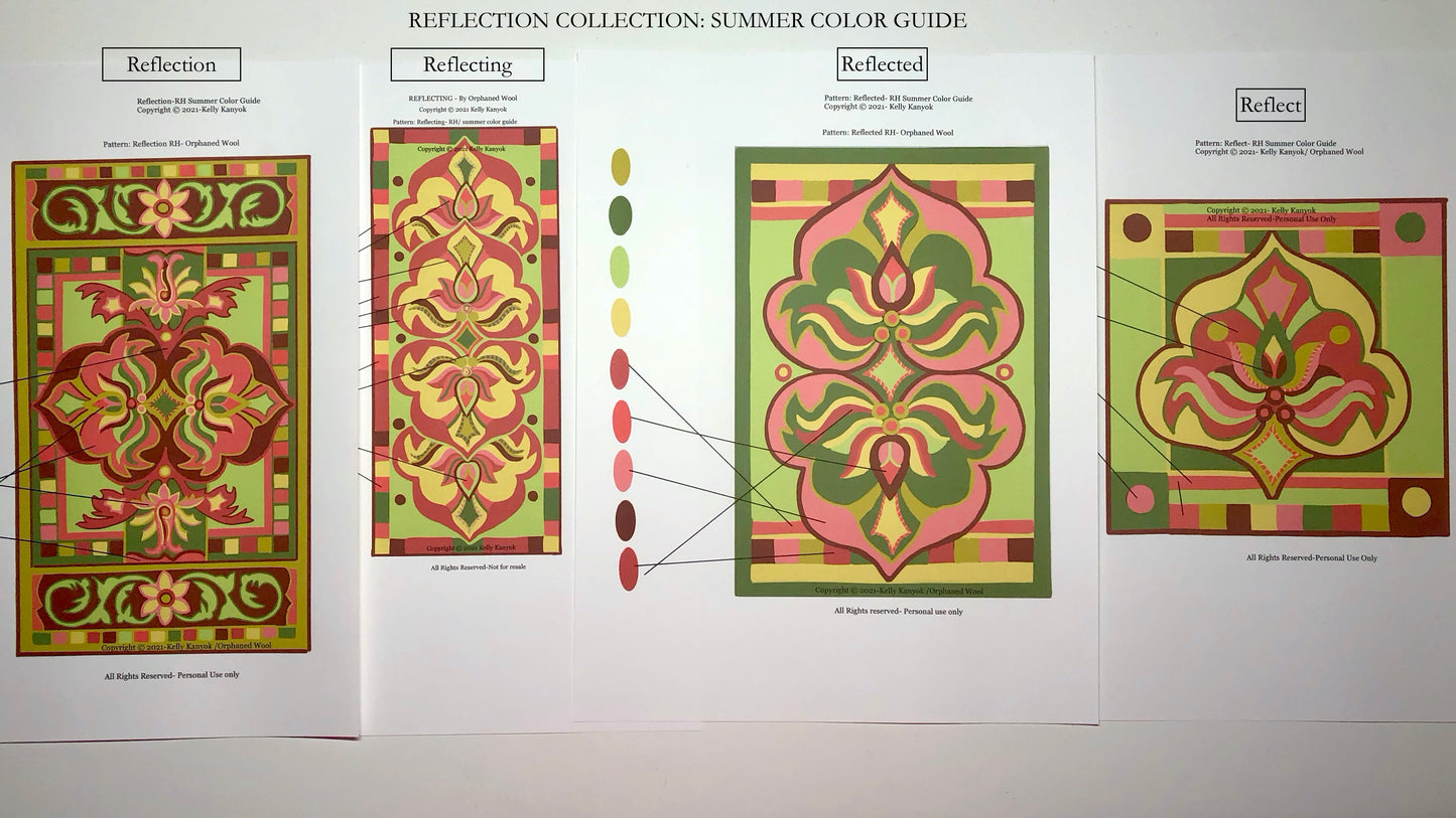 Reflect- Rug Hooking or Rug Punch Needle Pattern hand-drawn on natural linen by Orphaned Wool. This pattern makes a lovey wall hanging, pillow or table mat design,