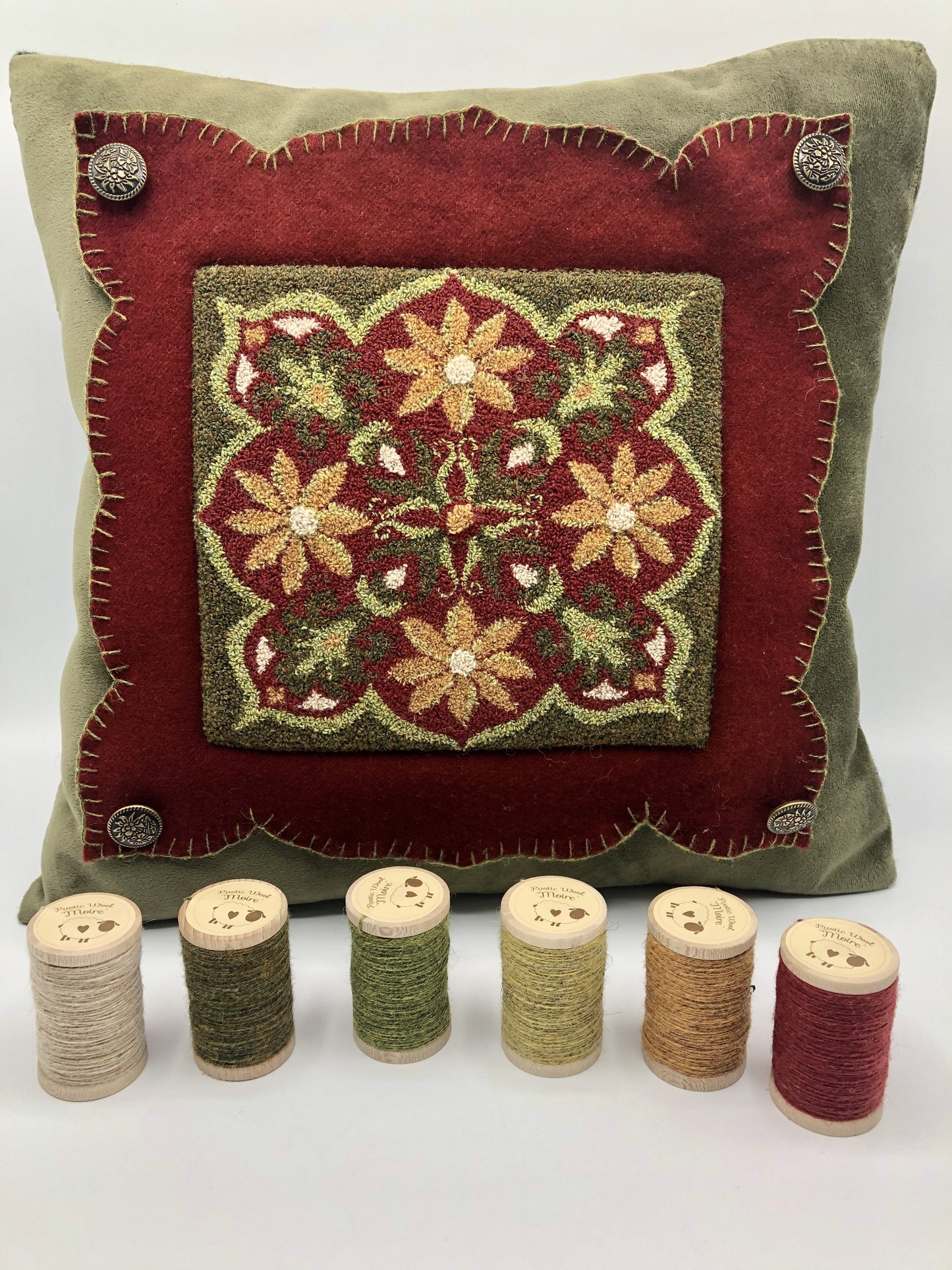 Serene- Punch Needle Pattern by Orphaned Wool . Patterns are available as Paper Punch Needle Patterns or Pattern on Weaver's Cloth Fabric. This is a lovely pattern to create a wall hanging or pillow design.