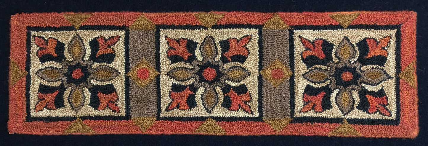 Large Trio- PDF Digital Download Rug Hooking or Rug Punch Needle Pattern by Orphaned Wool. This is a simple by sophisticated design. Makes a fantastic floor runner or tabletop runner. Paper Pattern designed to be enlarged, perfect for creating a custom size pattern.