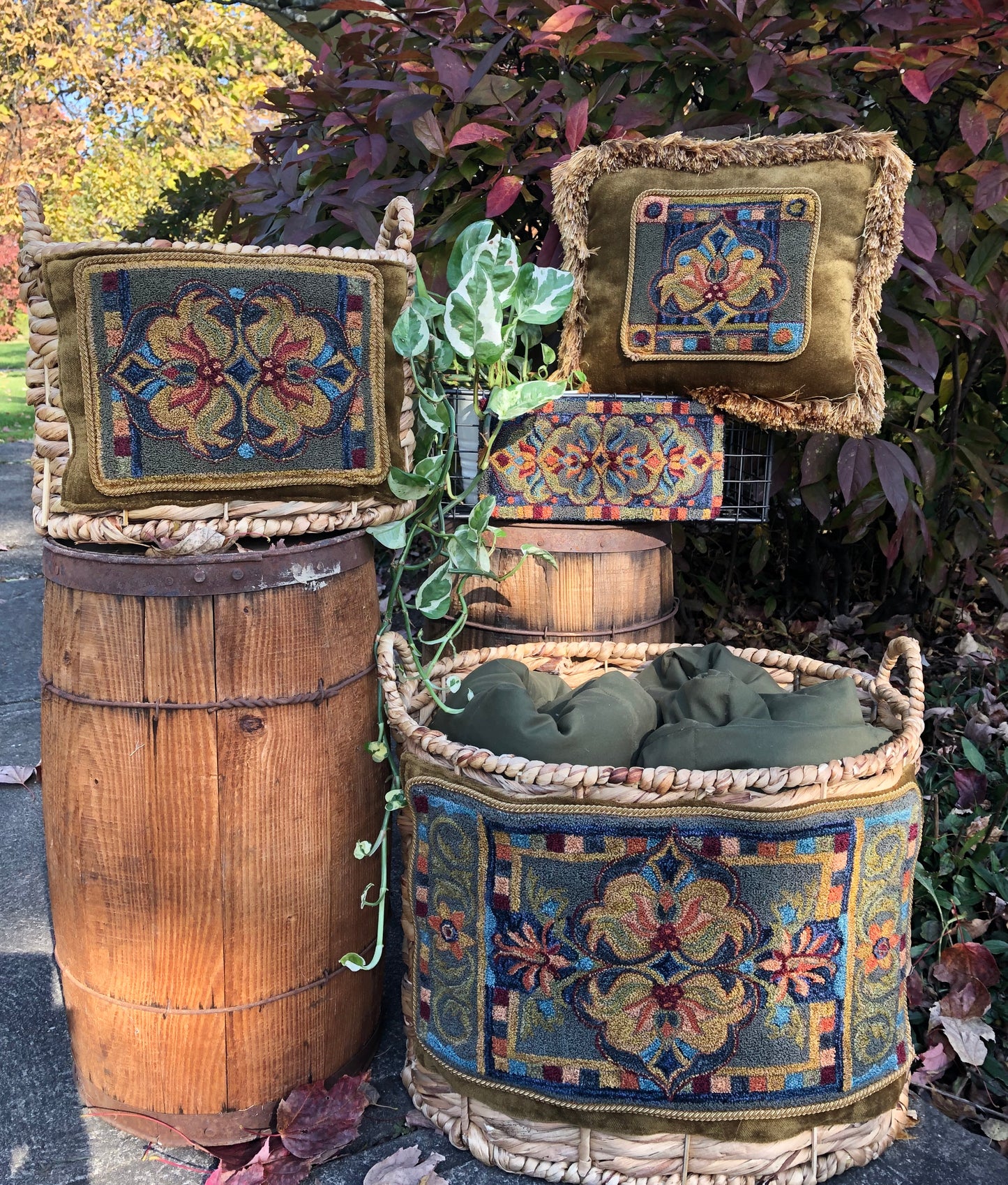 Reflected- PDF Digital Download Punch Needle Pattern by Orphaned Wool. This is one of the Reflection Collection 4 coordinating patterns.