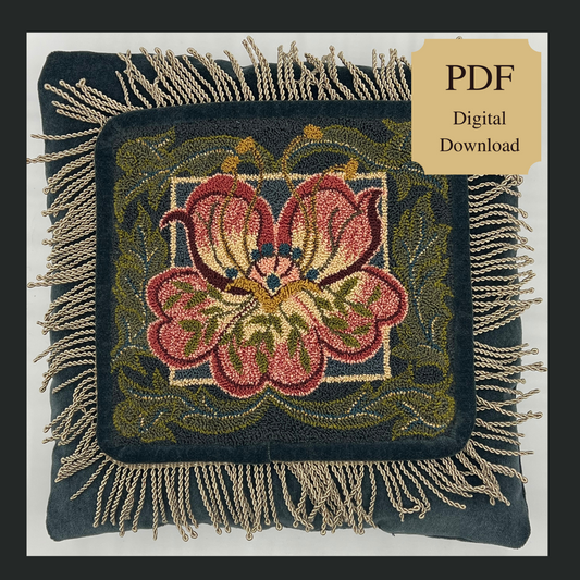 Arise-Punch Needle Pattern, PDF Digital Download Pattern, Beautiful Floral Design,  by Orphaned Wool.