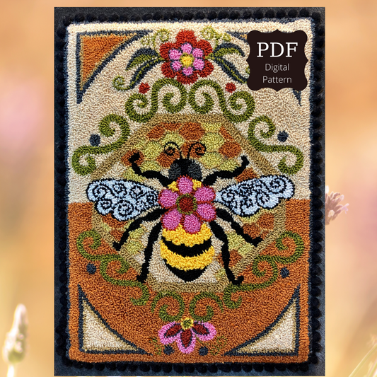 Bumblebee I - Punch Needle PDF Digital Download Pattern, by Orphaned Wool