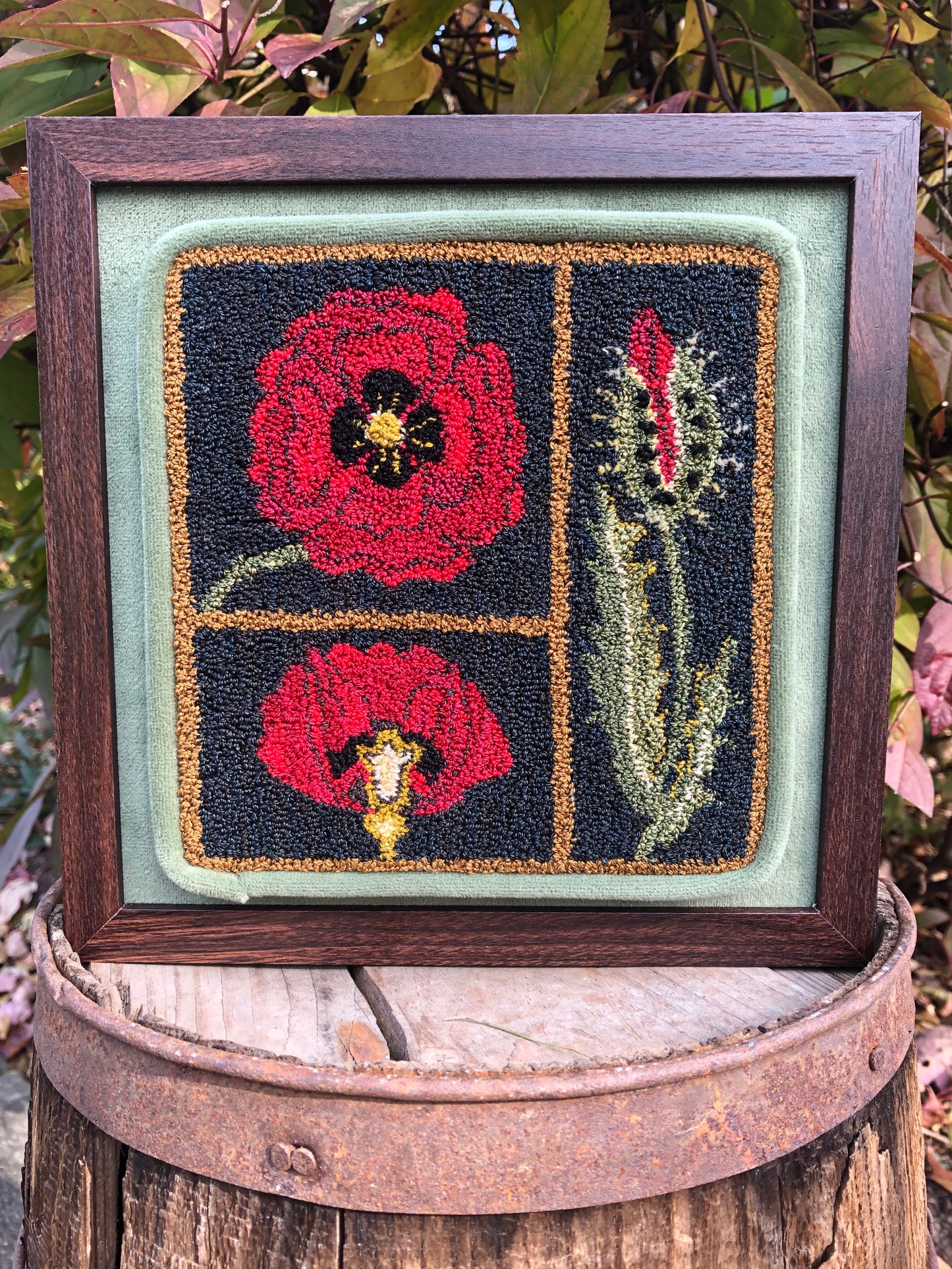 Poppy-PDF Digital Download Punch Needle Pattern by Orphaned Wool. A wonderful botanical pattern with a companion design (Marigold- sold separately). They make a lovely punch needle set of patterns.