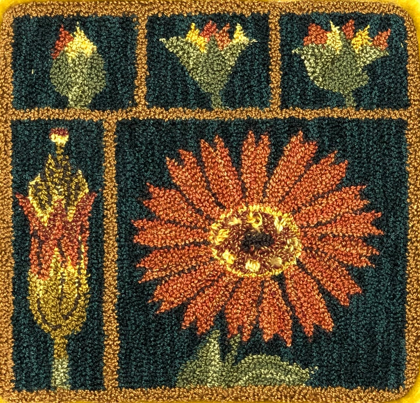 Marigold PDF Rug Hooking Pattern By Orphaned Wool. This pattern is perfect for Rug Hooking or Rug Punch Needle. This design also has a companion design Poppy-(purchased Separately). Enjoy this wonderful botanical design.