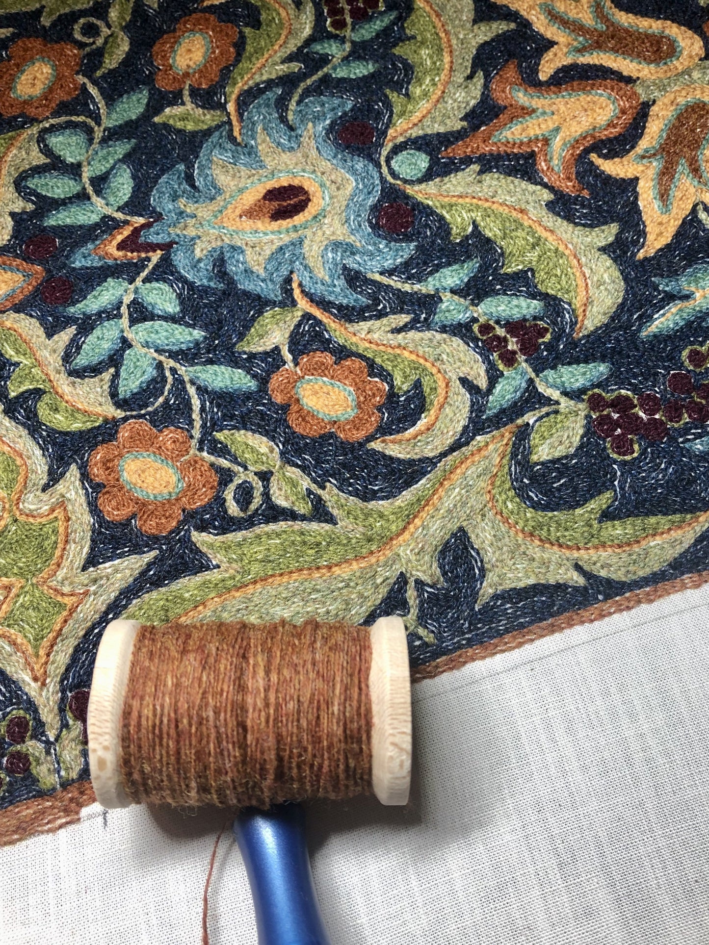 Tapestry Mini Punch Needle Pattern is available as a Paper Pattern or Pattern on Weavers cloth. Both include a wonderful color placement guide that offers you three different thread options for completing this beautiful design, Valdani Threads, DMC Floss, or Rustic Moire Wool Threads. This design was created by Orphaned Wool.