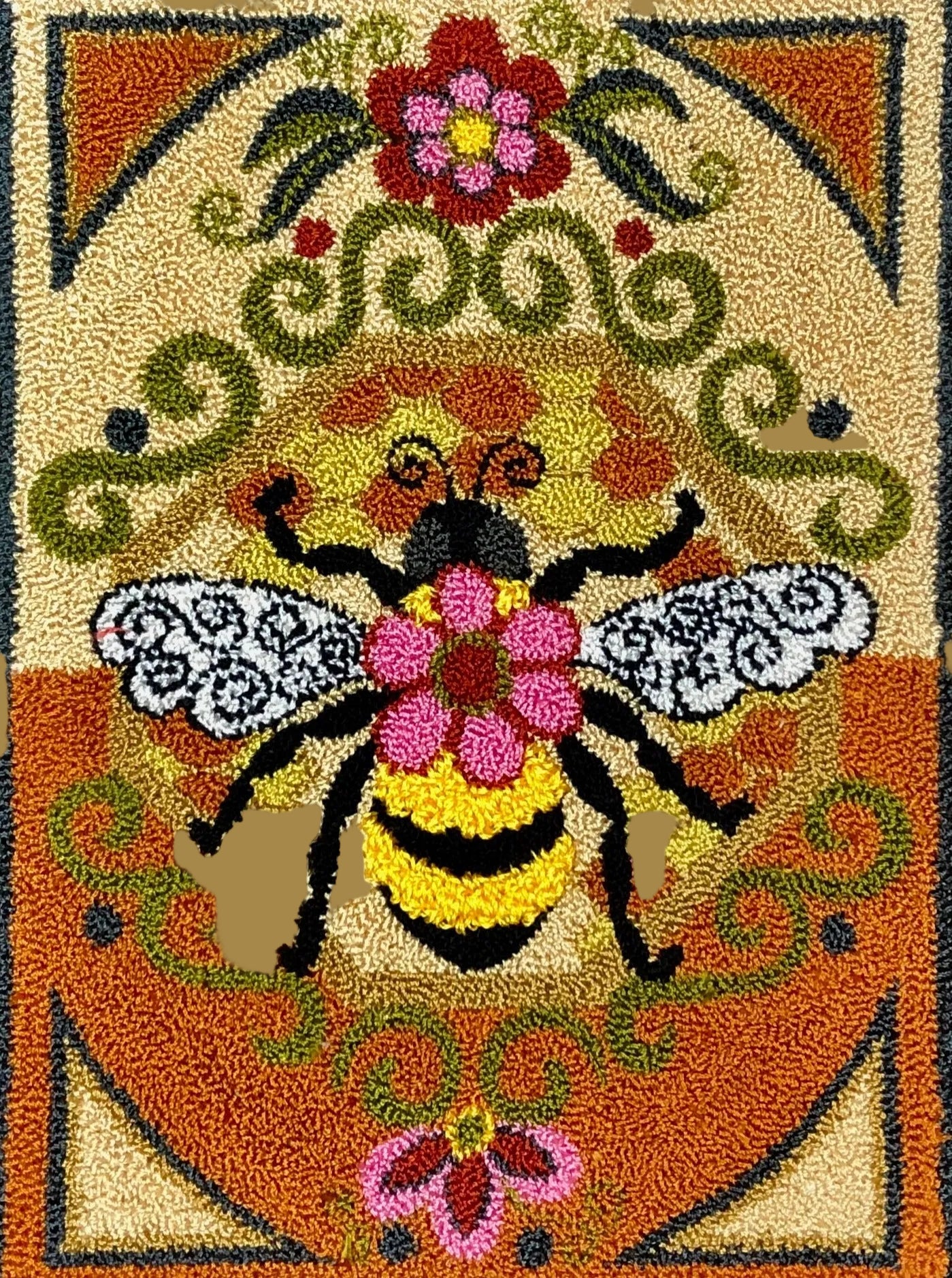 Bumblebee I- Rug Hooking Pattern on Linen, by Orphaned Wool