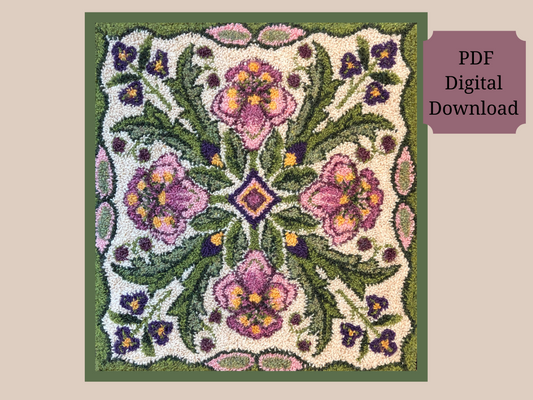 Lovely- PDF Rug Hooking Digital Download Pattern by Orphaned Wool. Perfect for the Oxford Rug Punch Needle. This is a lovely floral design that will make an incredible floor rug, pillow or Wall hanging.