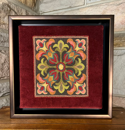 Tuscan Bloom Needle Punch Pattern by Orphaned Wool, Copyright © 2023 Kelly Kanyok. This flower design pattern was inspired by the vibrant color in Tuscany.