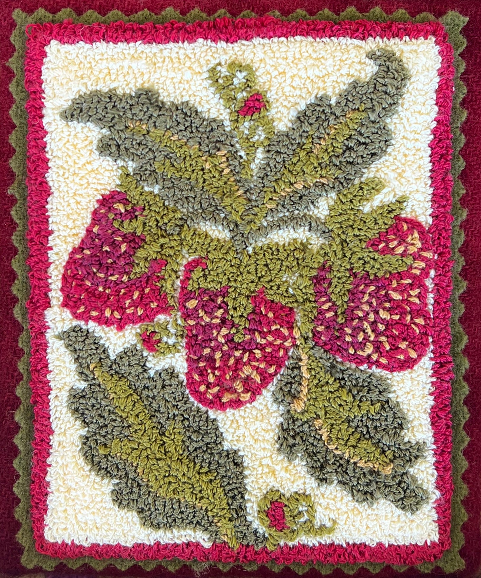Strawberry Trio- PDF Digital Download Punch Needle Pattern by Orphaned Wool. This wonderful 4 page digital download file includes directions for finishing along with beginner's tips and directions for creating this lovey punch needle design. Copyright 2023 Kelly Kanyok/ Orphaned Wool.