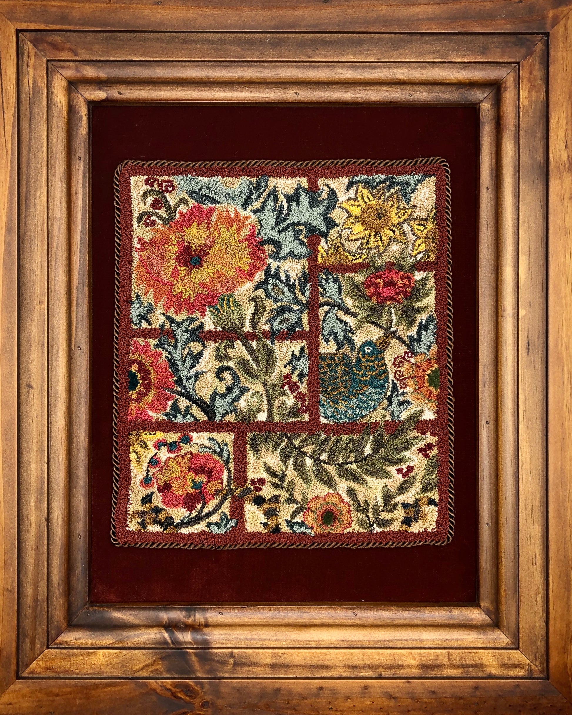  Views of Morris- Punch Needle Patten with Thread Kit by Orphaned Wool. Available as a Paper or Cloth Pattern Copyright Kelly Kanyok 2020