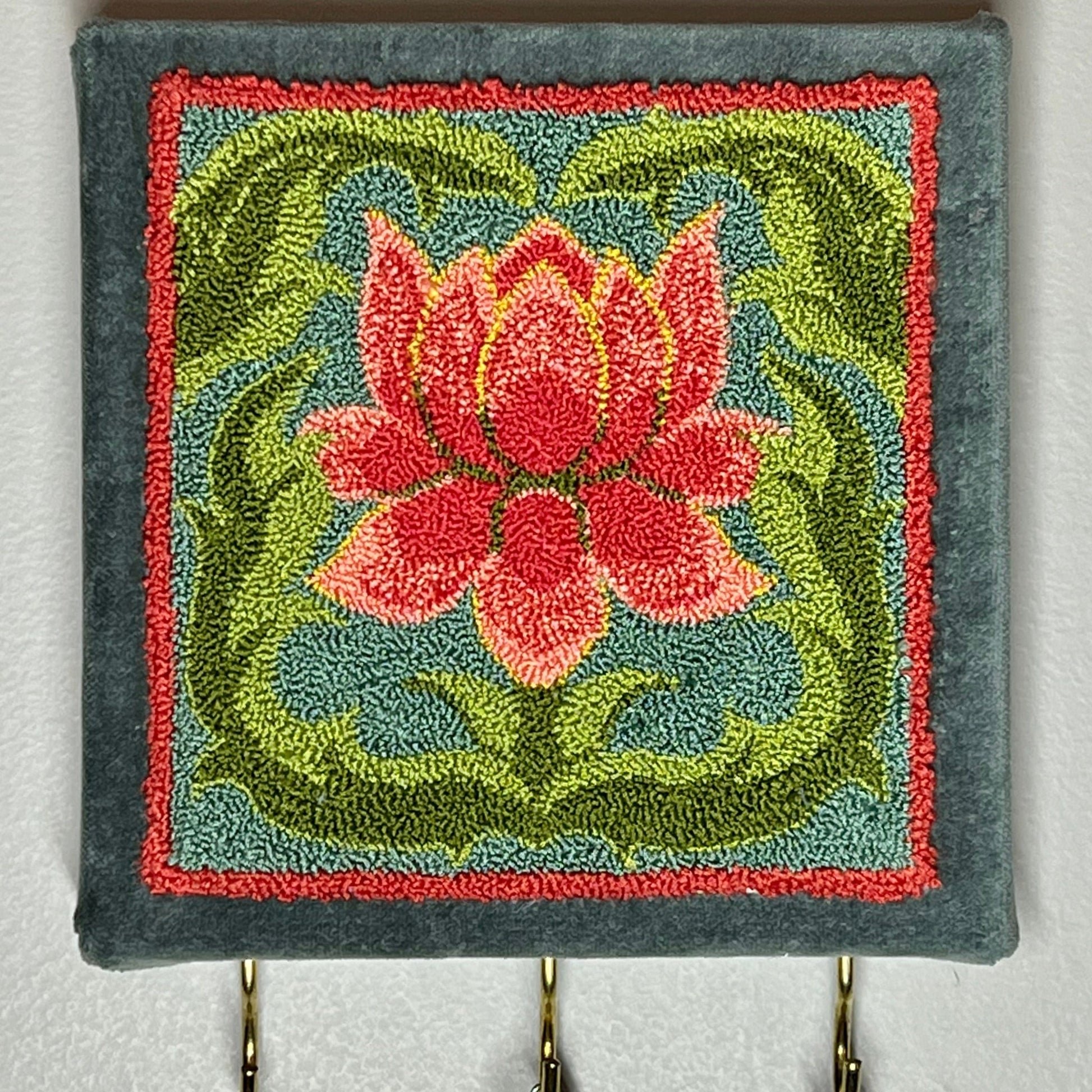 Blooming-Punch Needle Pattern With DMC Floss thread kit, available as a Paper or Cloth Pattern by Orphaned Wool.