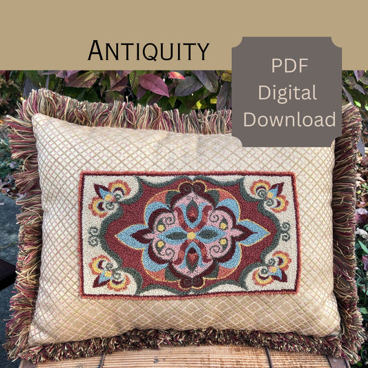  Antiquity Design- Punch Needle Pattern, PDF Digital Download Pattern By Orphaned Wool