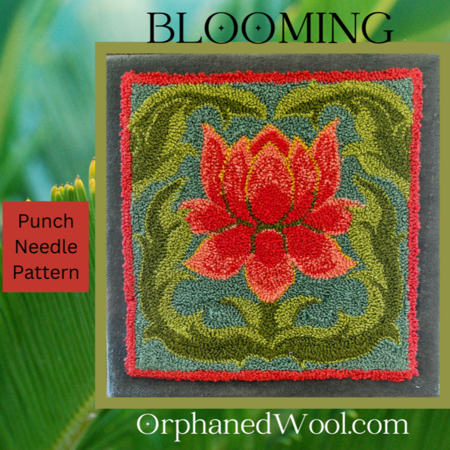  Blooming-Punch Needle Pattern With DMC Floss thread kit, available as a Paper or Cloth Pattern by Orphaned Wool.