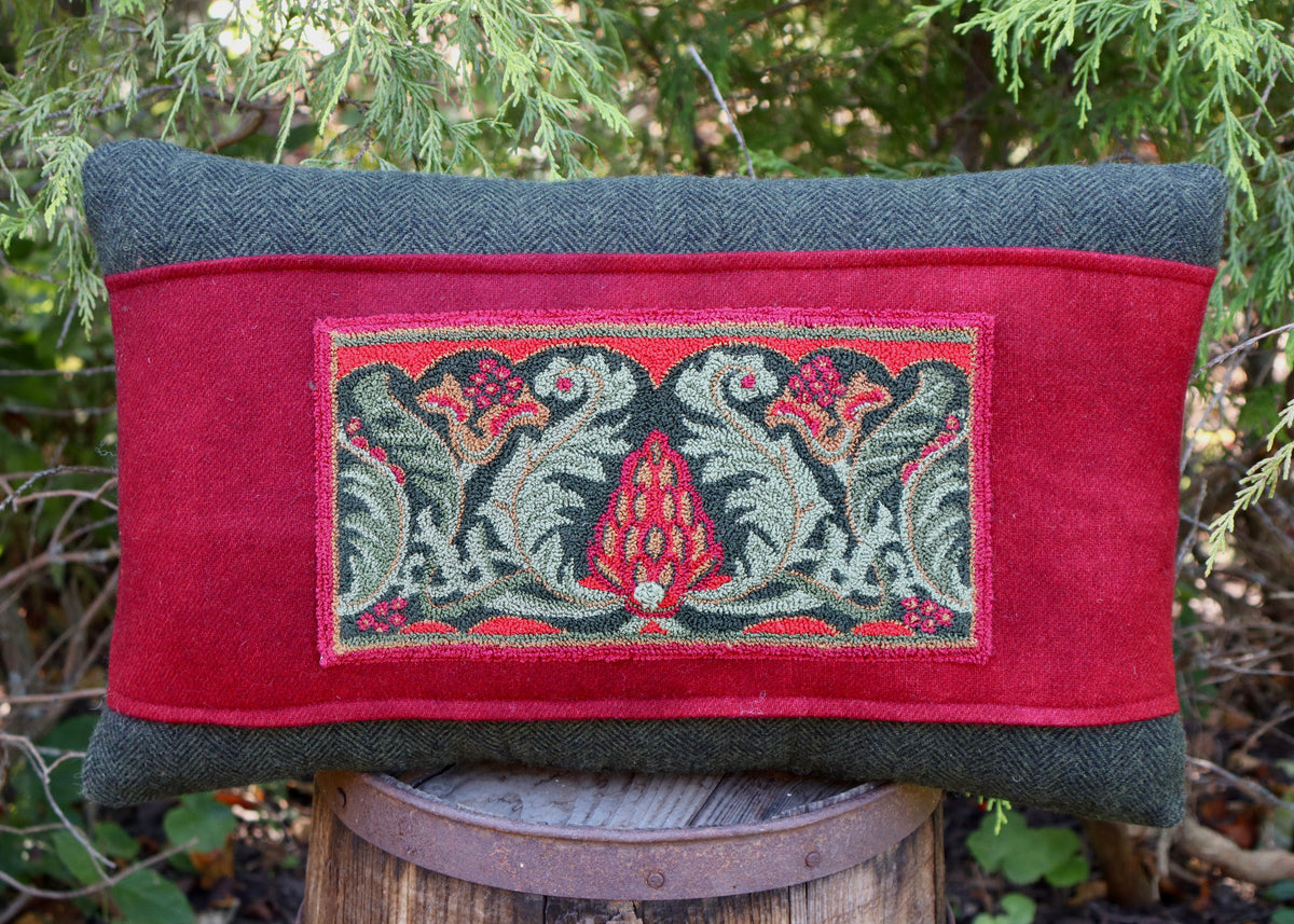 
Crimson & Evergreen botanical pattern by Orphaned Wool, featuring rich crimson flowers and evergreen foliage in a vintage-inspired seasonal design.
