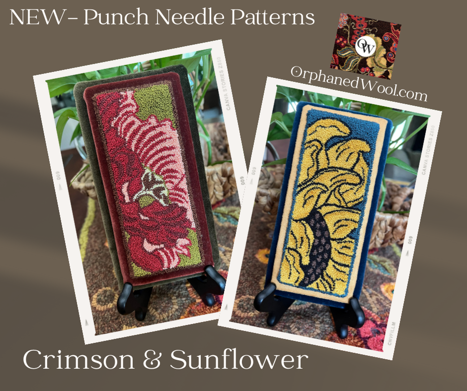  Sunflower-PDF Punch Needle Pattern Digital Download by Orphaned Wool. This beautiful abstract floral design is perfect for beginners or experienced punch needle artists. Copyright © 2023 Kelly Kanyok, All Right Reserved