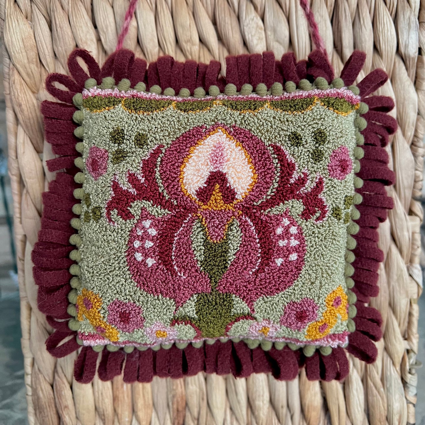 Delicate Flora Punch Needle Pattern by Orphaned Wool – available as PDF, printed paper, or cloth for beginner-friendly floral embroidery projects.