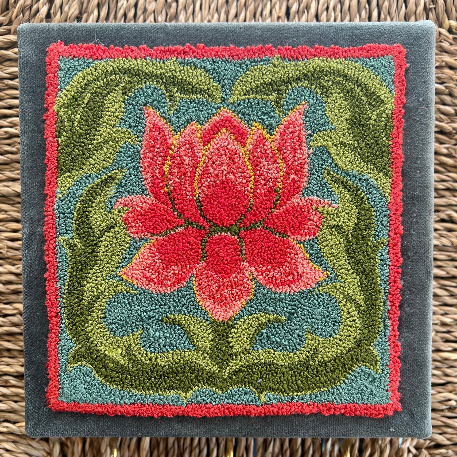 Blooming-Punch Needle Pattern With DMC Floss thread kit, available as a Paper or Cloth Pattern by Orphaned Wool.