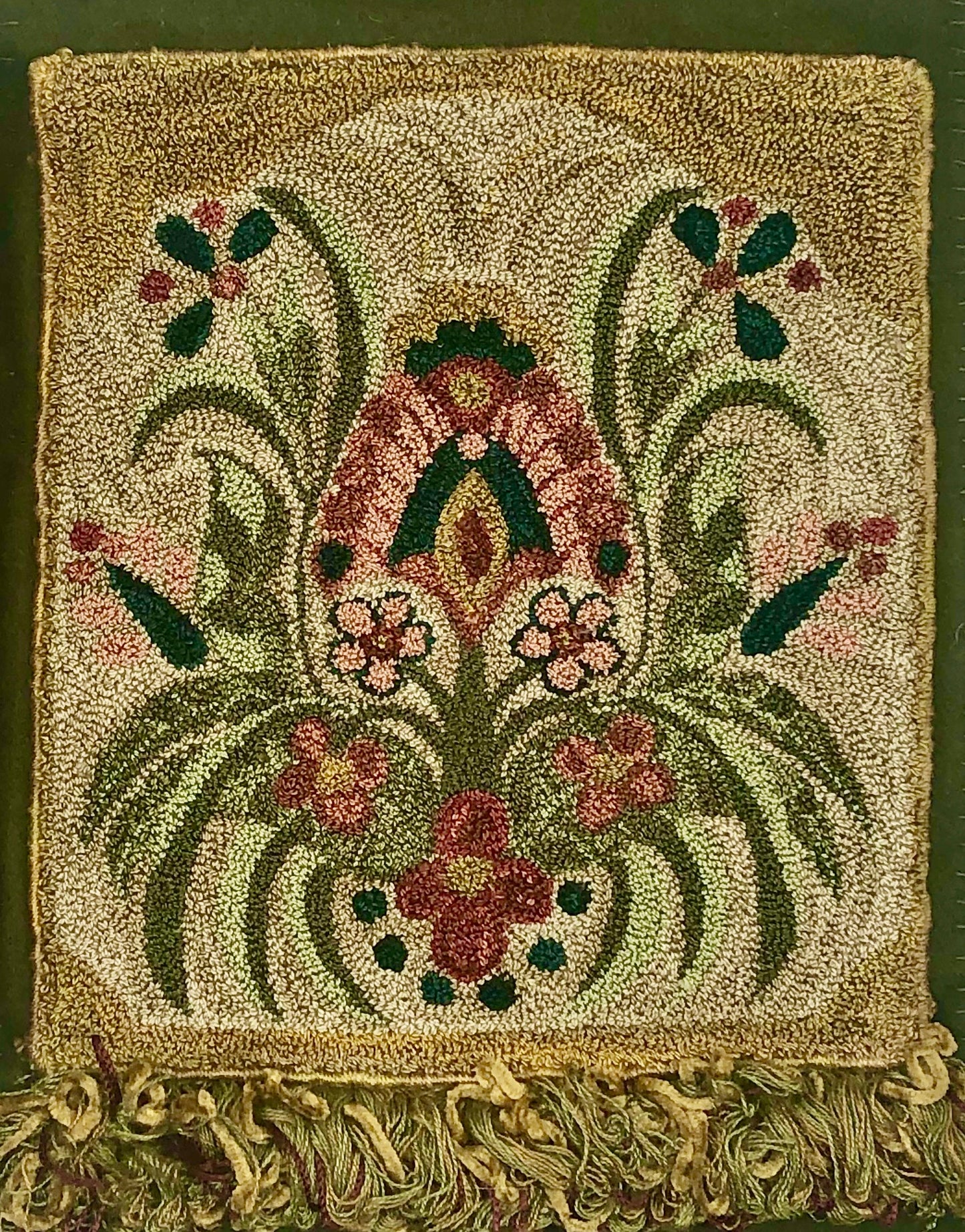 Gracious Punch Needle Pattern, Paper Pattern, and Pattern on Weaver's Cloth are available by Orphaned Wool. This is a beautiful floral design that can be completed in Valdani Thread or DMC Floss.