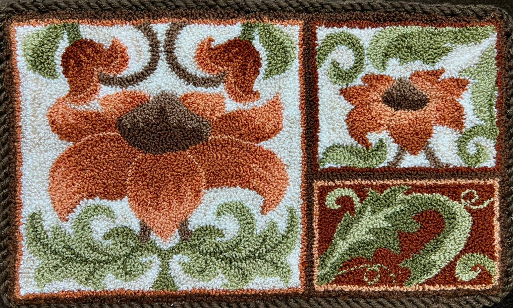 Floral Pattern Design for Punch Needle or Rug Hooking by Orphaned Wool