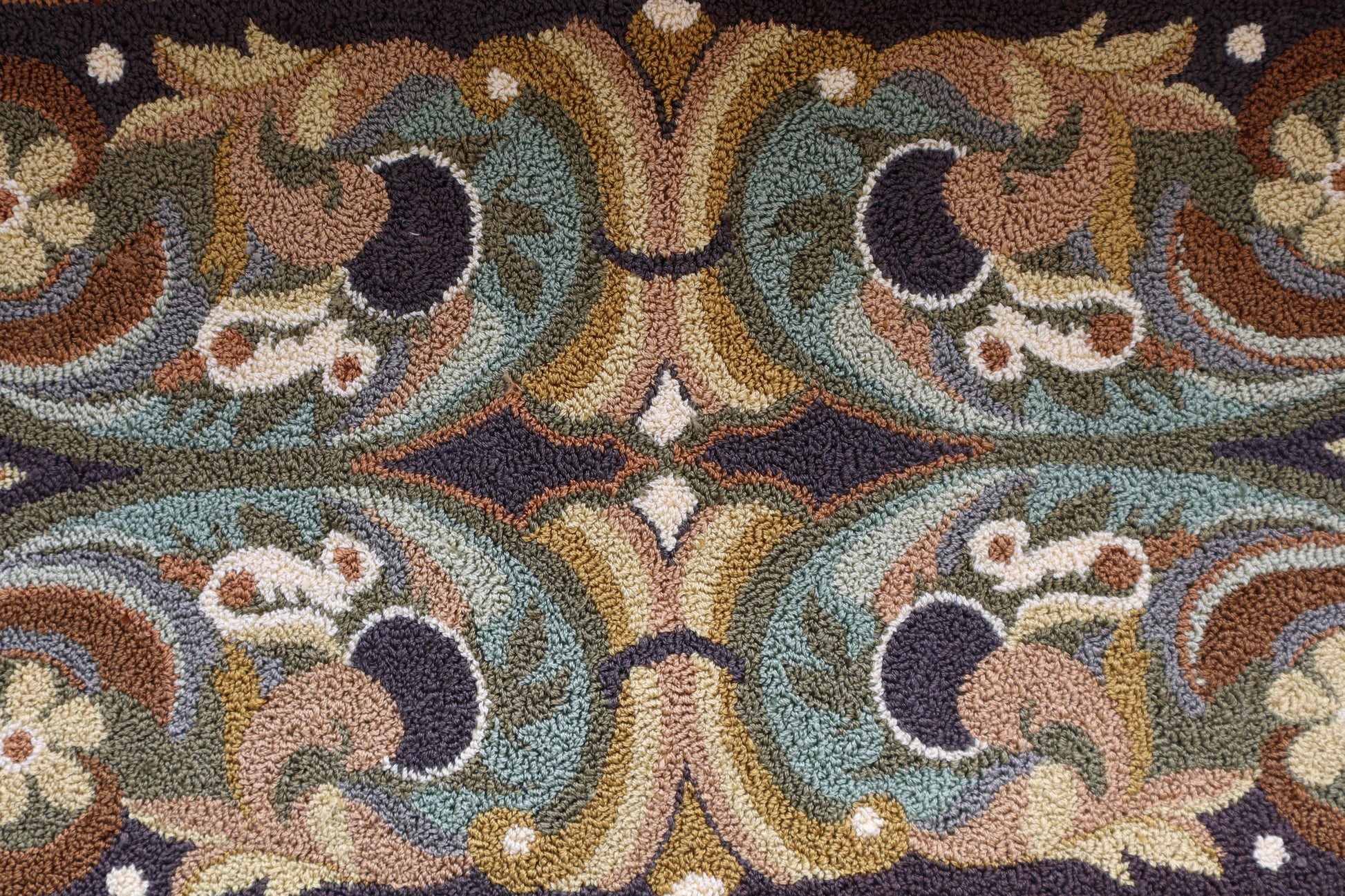 Hemingway's Gate Signature Collection Pattern from Orphaned Wool -Punch Needle Pattern printed on weaver's cloth- Close-up photo