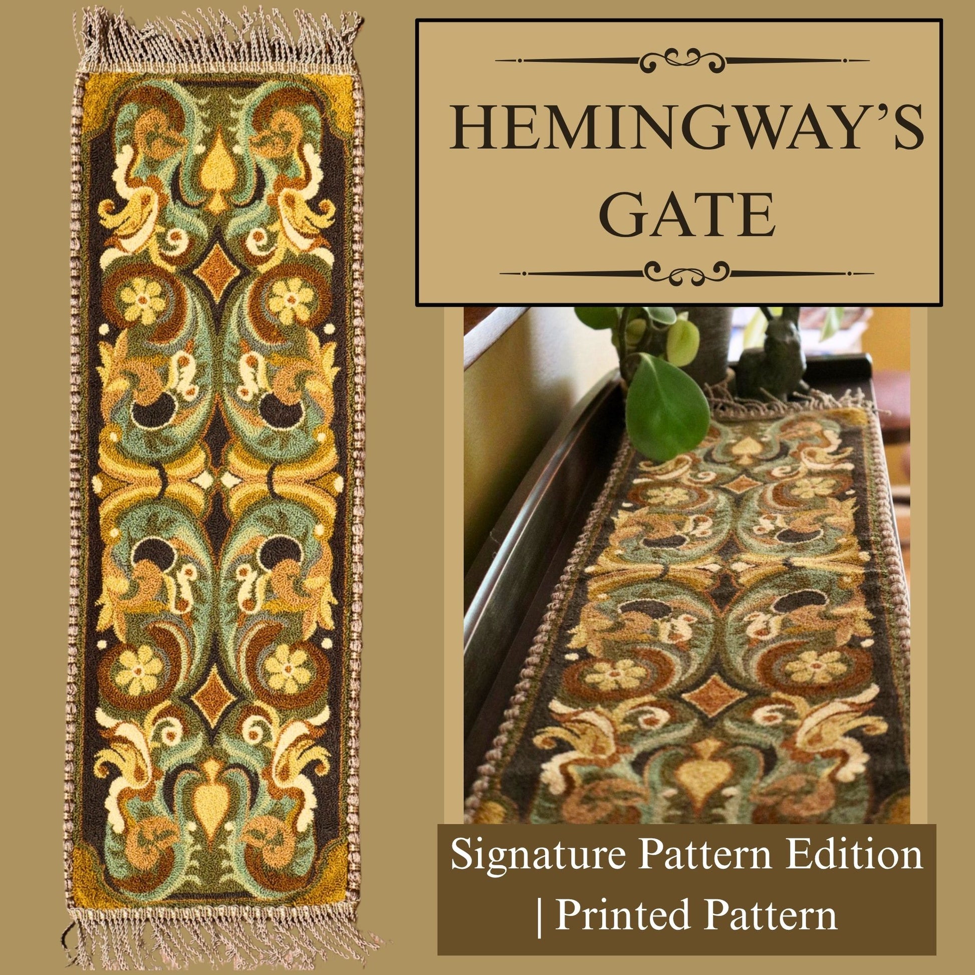 Hemingway's Gate Signature Collection Pattern from Orphaned Wool -Punch Needle Pattern printed on weaver's cloth