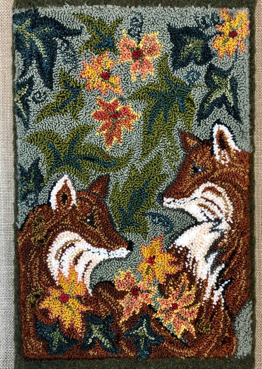  Together - Punch Needle Pattern by Orphaned Wool. This sweet pattern of two foxes looking at each other lovingly is perfect for anyone that enjoy the beauty of a fox. The pattern is available as a Paper Pattern or a Pattern on Weaver's Cloth fabric. This pattern includes all the color codes needed to recreate this exact design.