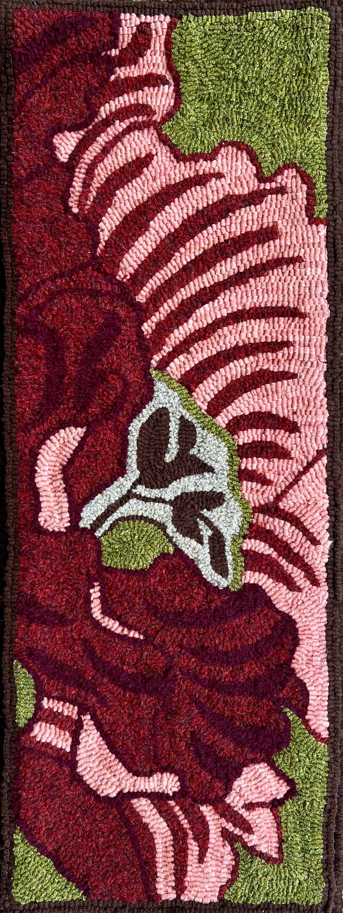 Abstract Rug Hooking Pattern Crimson Rug Hooking Pattern | Floral Abstract Hand-Drawn Linen Design ...