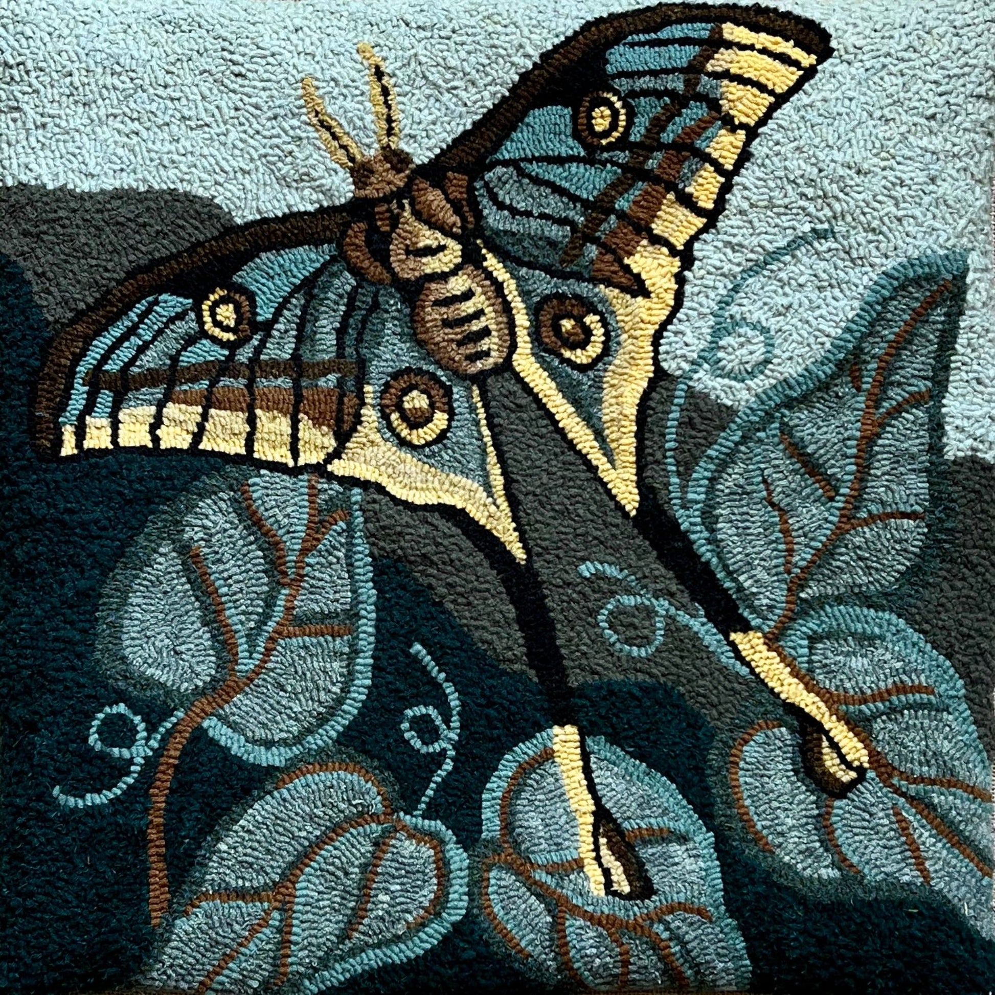  Spanish Moon Moth-PDF Digital Download Rug Hooking Pattern by Orphaned Wool, Copyright 2024 Kelly Kanyok. Enjoy creating this wonderful Spanish Moon Moth pattern designed for enlargement. Create the perfect size design for your home.