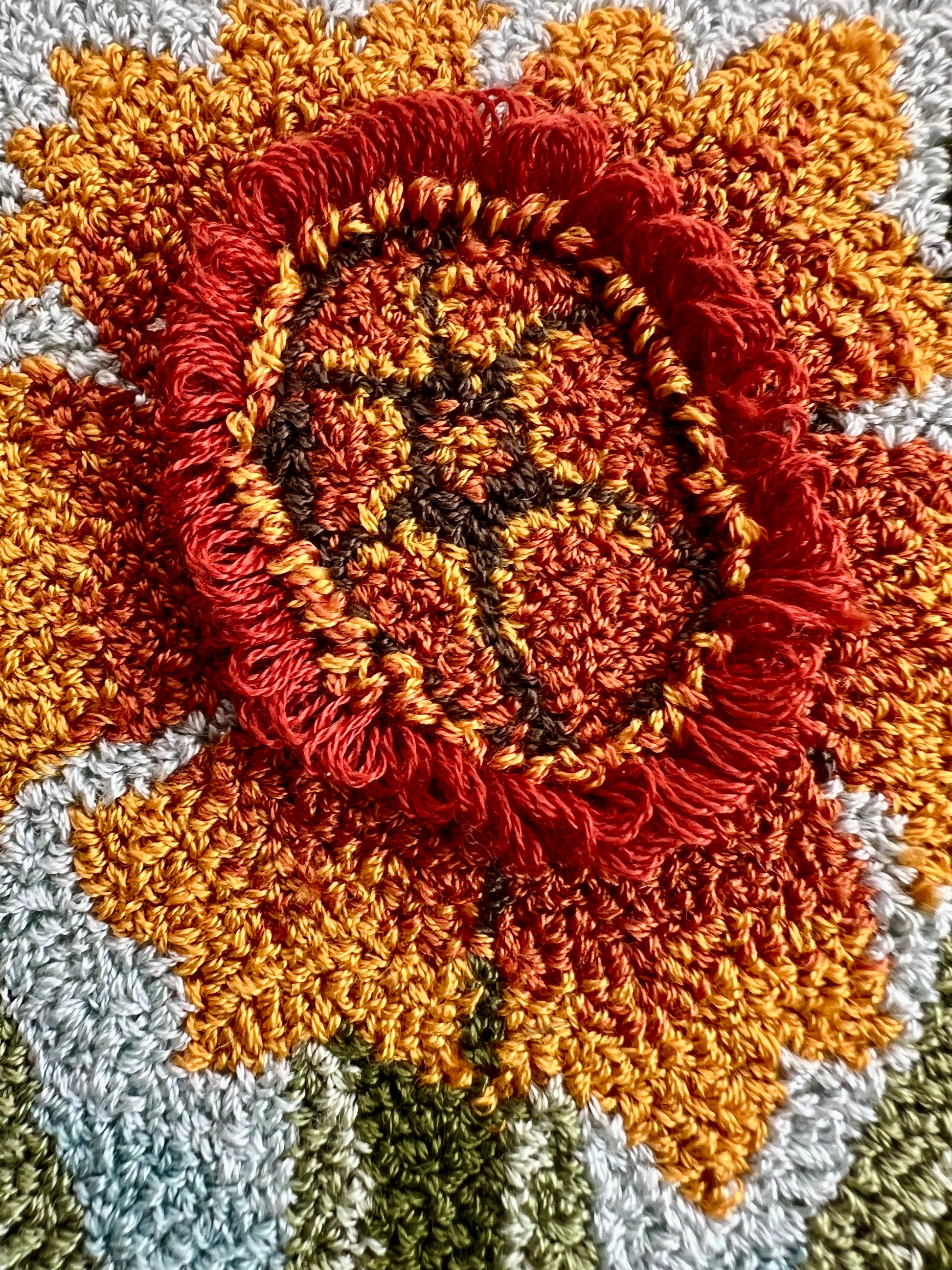 Punch Needle Embroidery Pattern- Gilded Blooms by Orphaned Wool, copyright 2024 Kelly Kanyok. This is the Autumn design in a four part series of floral seasonal designs. 