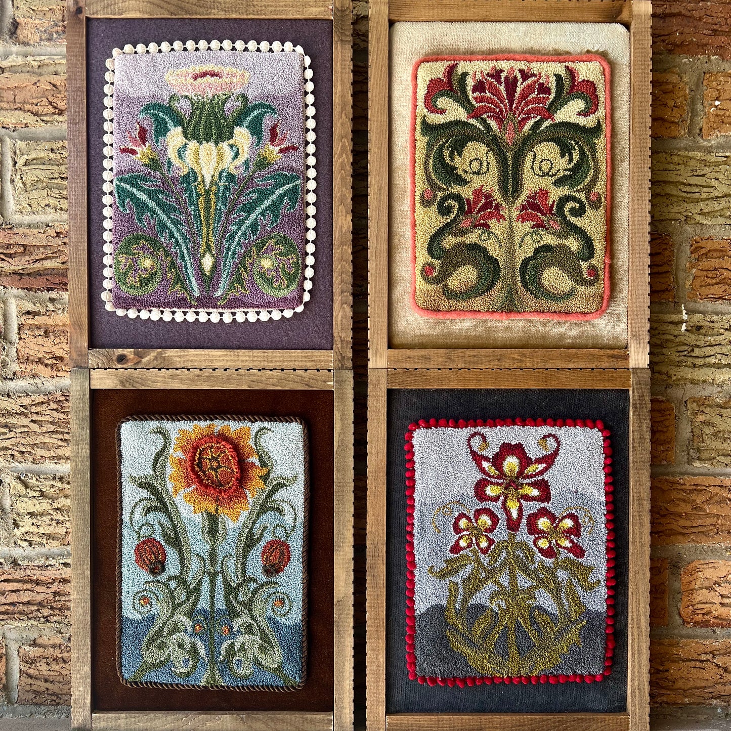 Seasonal  Pattern Set  by Orphaned Wool, copyright 2024 Kelly Kanyok. This is the  four-part series of floral seasonal designs. 