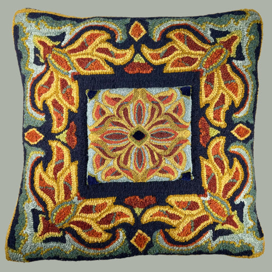 Combination Art Kit- Diamond Blooms features both types of artwork Punch Needle Embroidery and Rug Hooking together in one design. By Orphaned Wool Copyright 2025 Kelly Kanyok