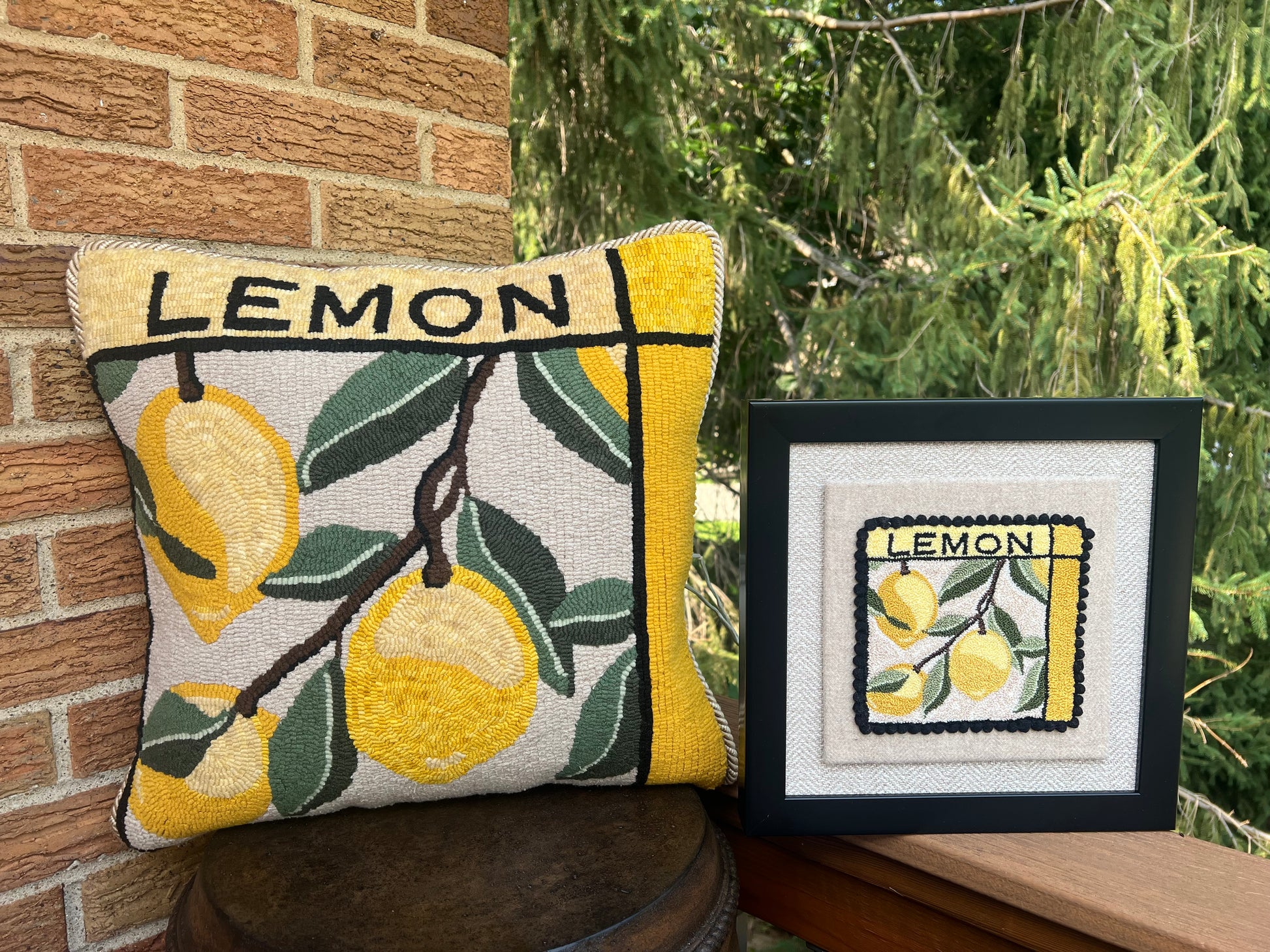 Lemon rug hooking pattern by Orphaned Wool copyright 2025 Kelly Kanyok- Also available as a punch needle pattern -sold separately 