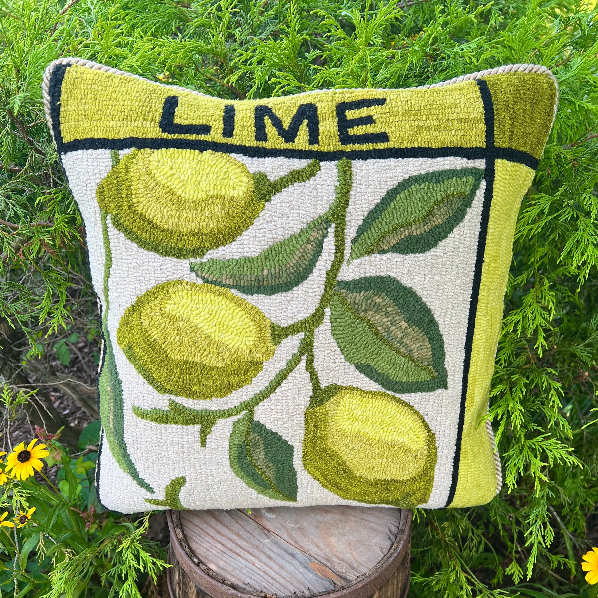 Featuring the Lime design rug hooking pattern by Orphaned Wool, copyright Kelly Kanyok 2025. 
