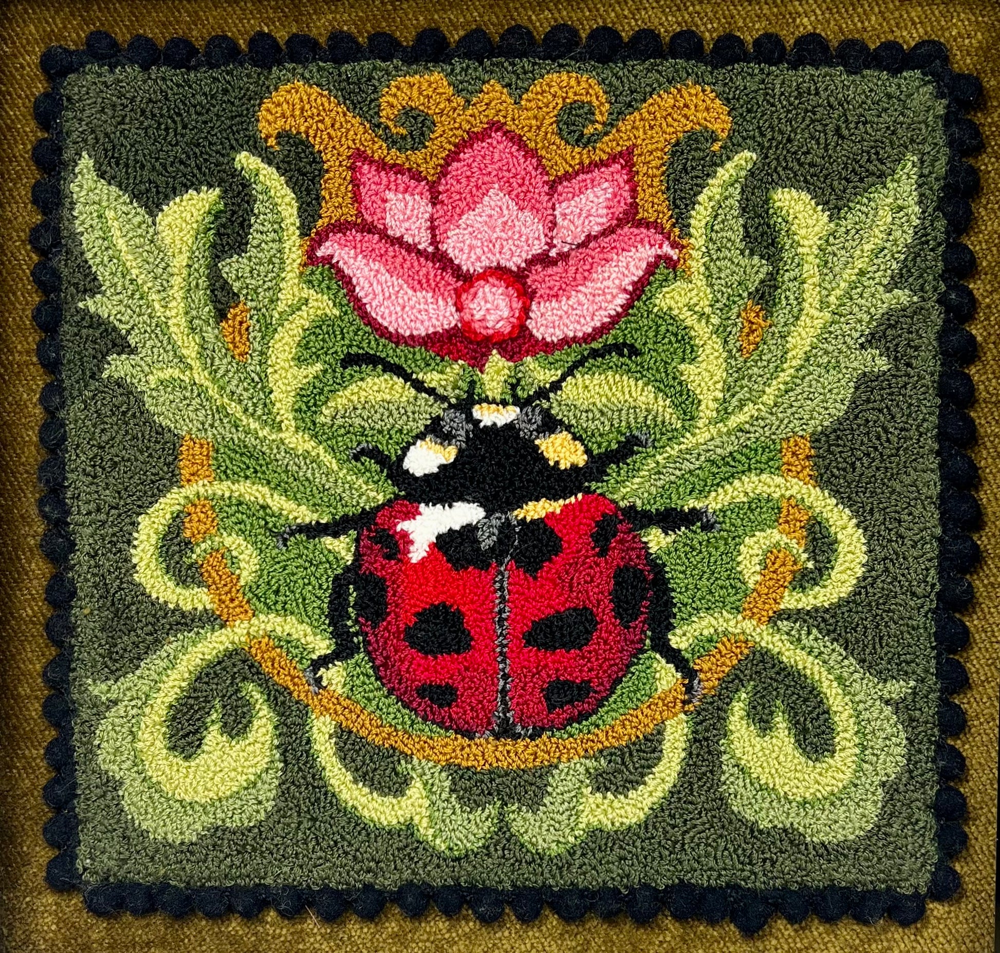 Ladybug Floral Punch Needle Pattern by Orphaned Wool