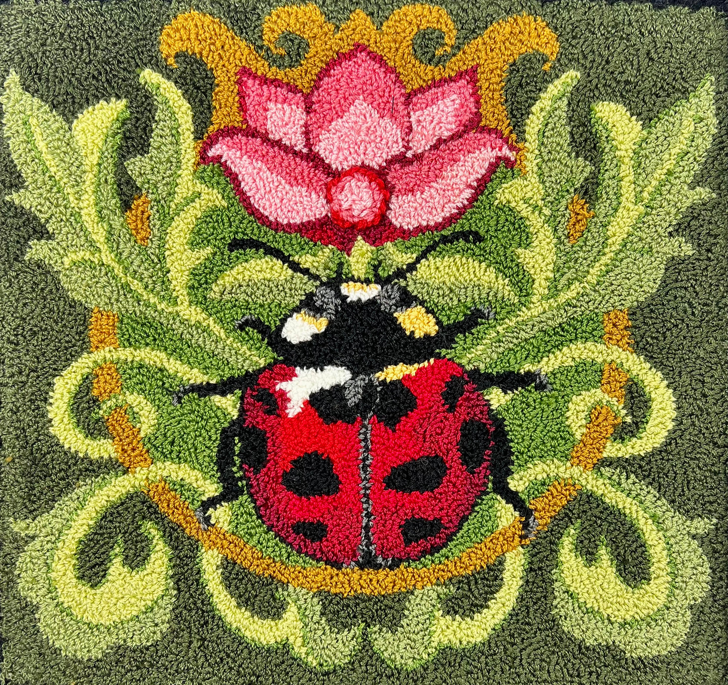 Ladybug Floral Punch Needle Pattern by Orphaned Wool