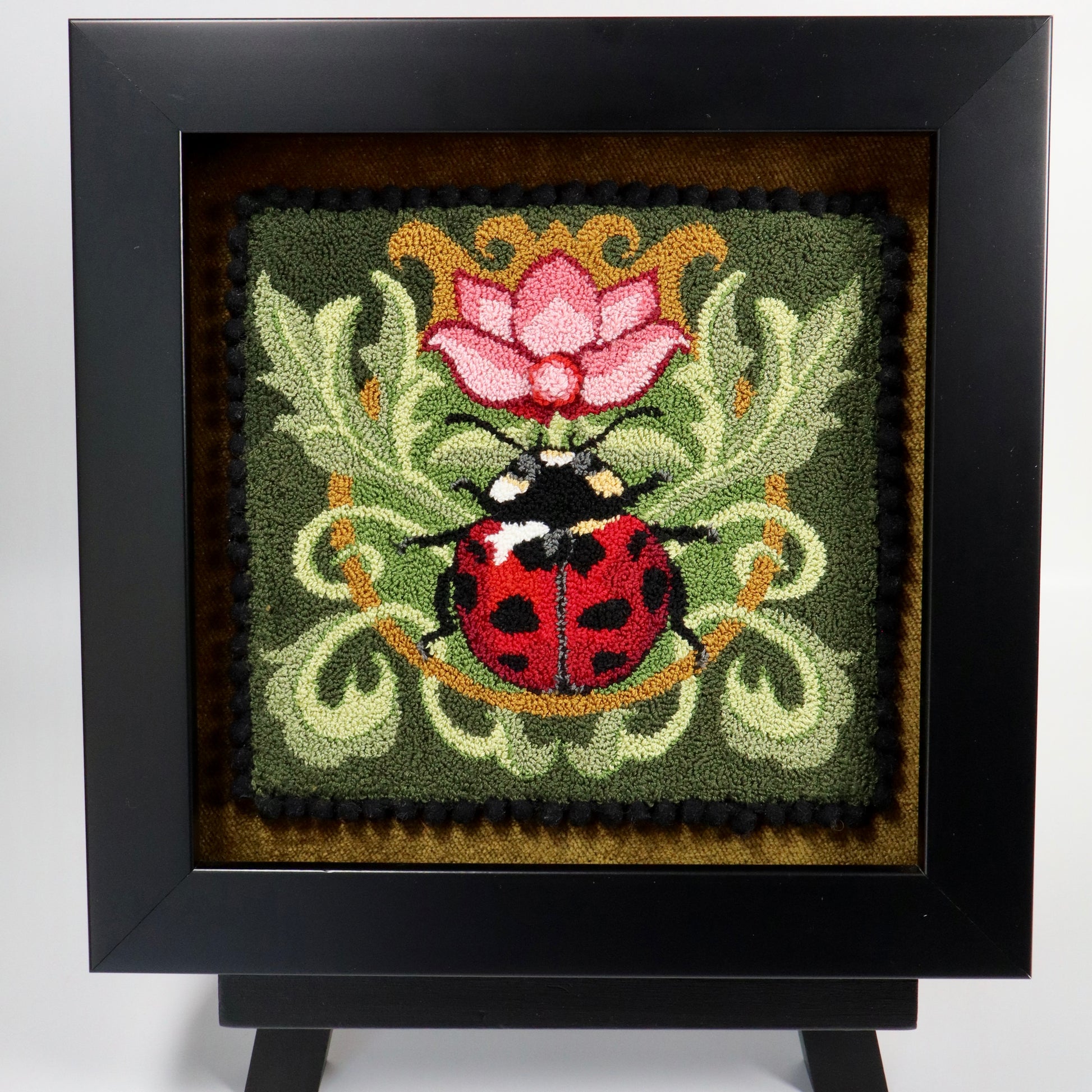 Ladybug Floral Punch Needle Pattern by Orphaned Wool